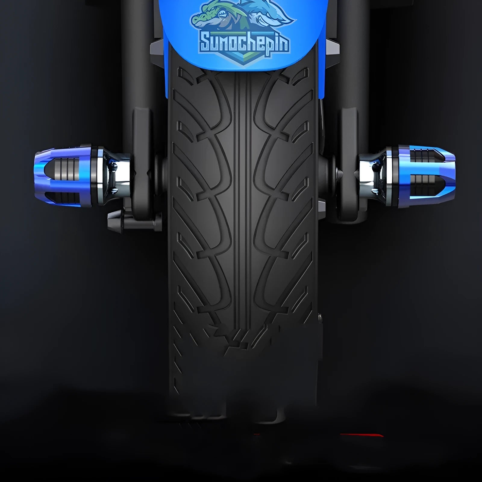 Pair of aluminium alloy fork cups for motorcycles with anodised blue finish.
