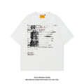 Men's black cotton t-shirt with white printed letters and raglan sleeves in loose fit