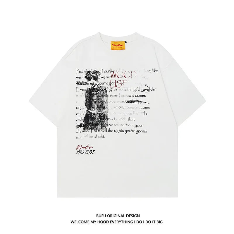 Men's black cotton t-shirt with white printed letters and raglan sleeves in loose fit