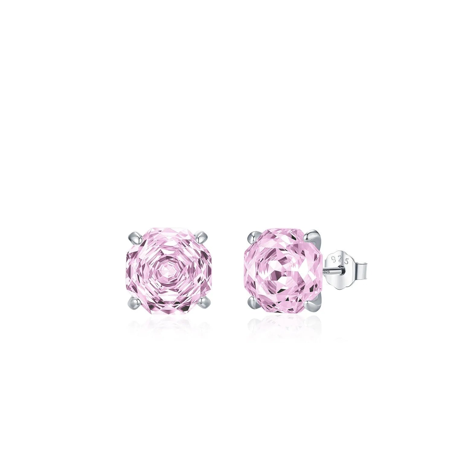 S925 sterling silver rose flower stud earrings for women in 6mm and 8mm sizes.