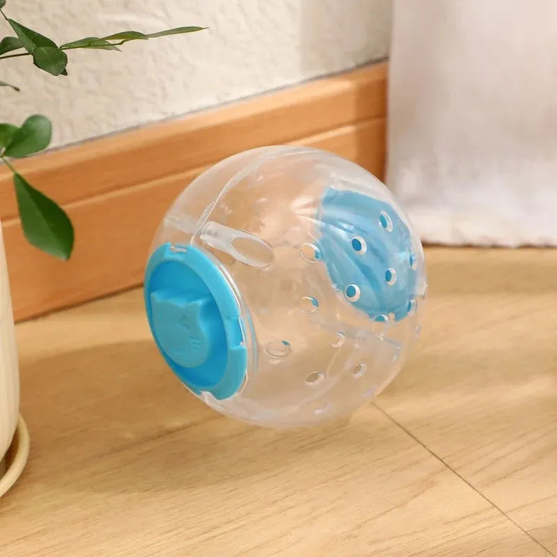 Clear ABS plastic cat slow feeding ball with treat dispenser holes