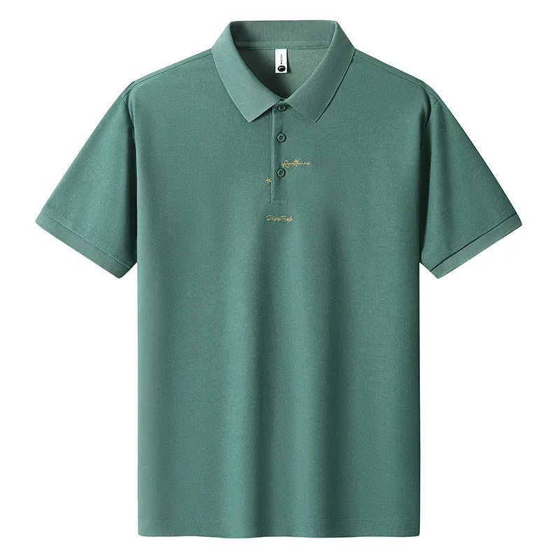 Men's loose casual cotton t-shirt in sky blue with a letter pattern on the front.