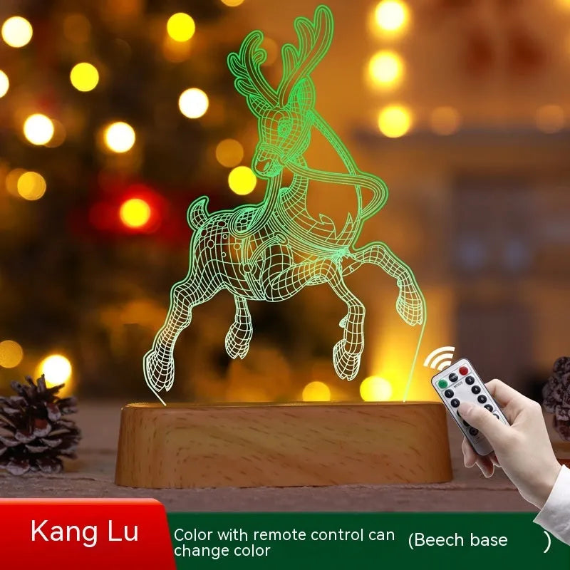 Acrylic 3D LED Christmas night light decoration with festive designs