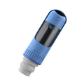 Portable dog water bottle with integrated drinking bowl in dark blue color