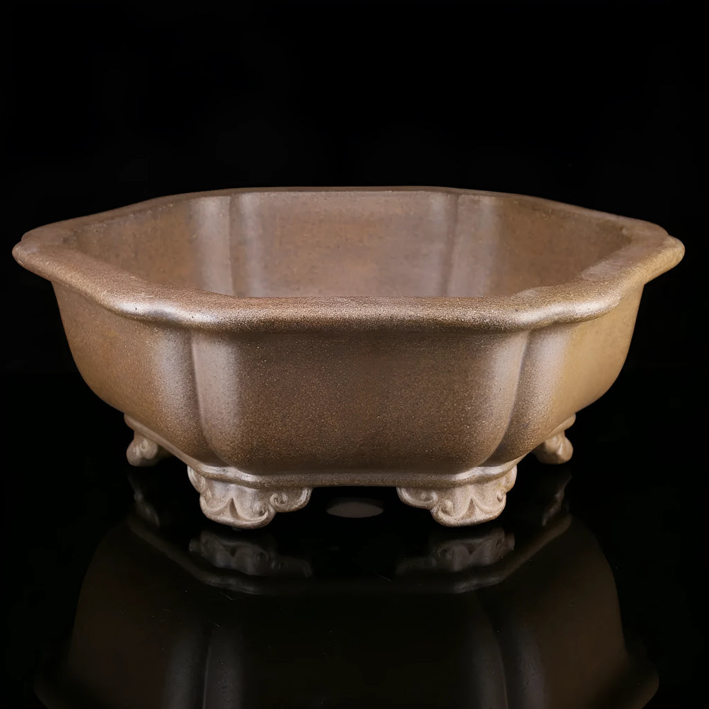 Large hexagonal purple sand plant pot with handmade Taiwan pottery finish