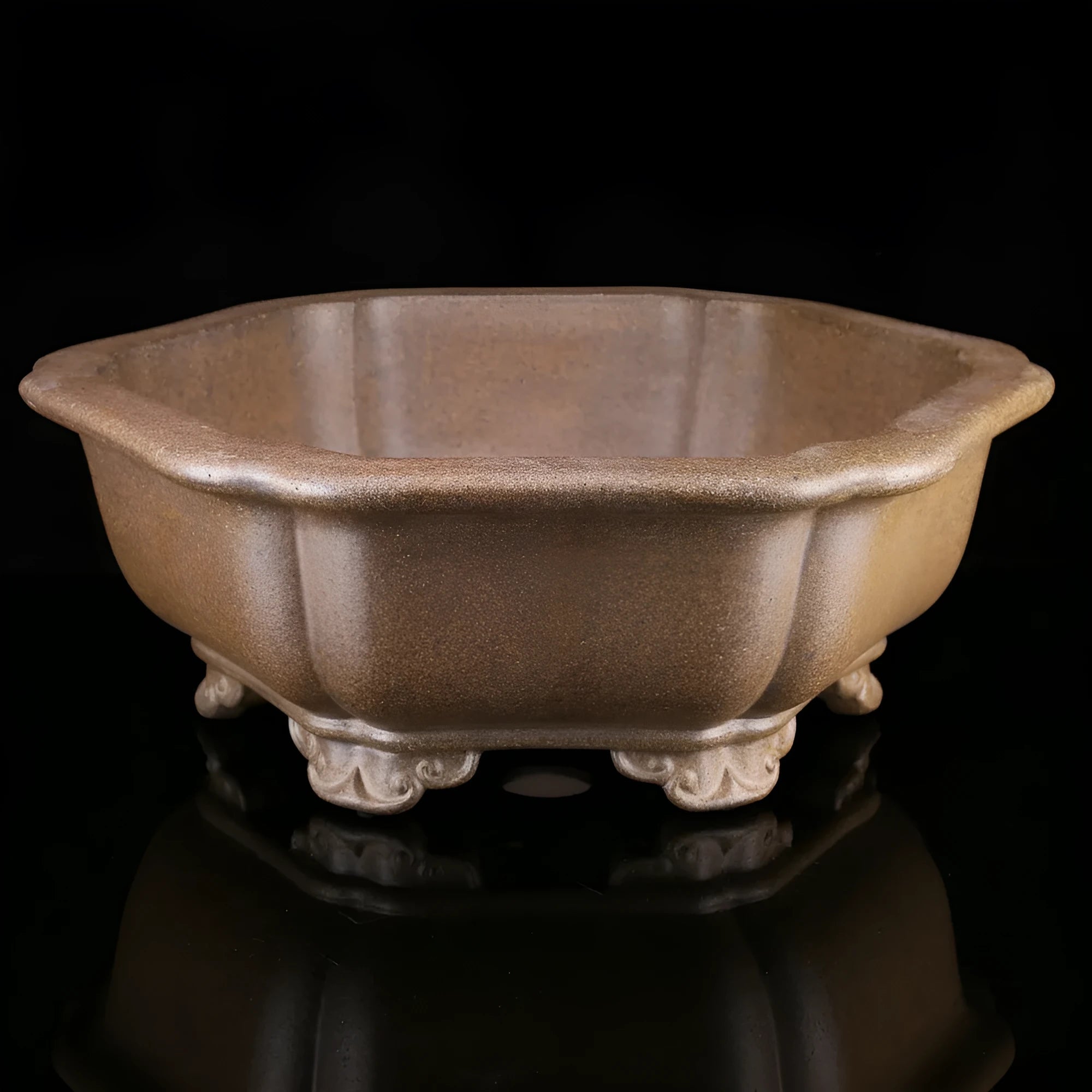 Large hexagonal purple sand plant pot with handmade Taiwan pottery finish
