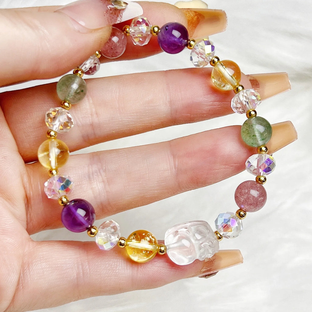 Handmade women's crystal bracelet with a detailed Phoenix Nine Tail Fox animal zodiac charm.