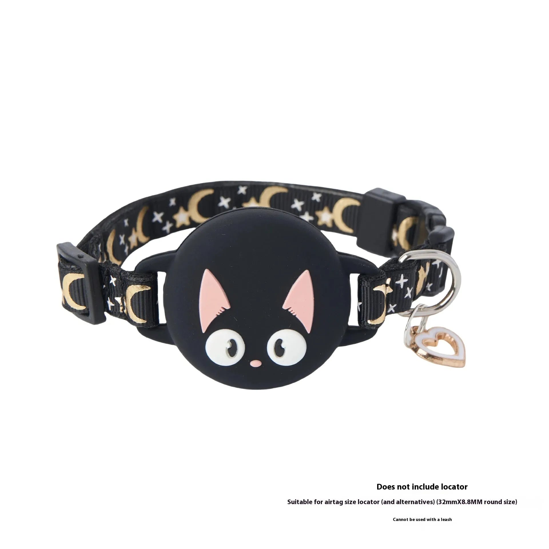 Adjustable plastic cat collar with a built-in case for an Apple AirTag, shown in pink.