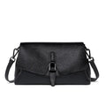 Women's soft first layer cowhide shoulder bag in black with adjustable strap and multiple pockets
