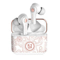 Black and white TWS touch wireless in-ear headphones with charging case