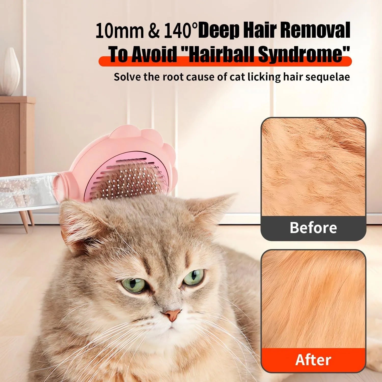 Spray cat brush with release button in grey, green or pink colours for pet grooming