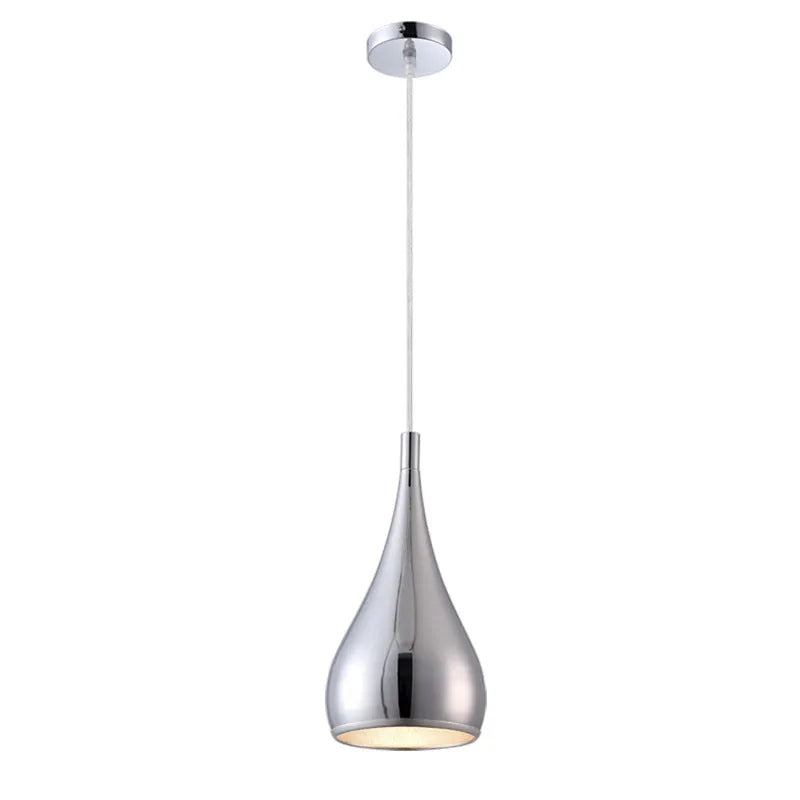 Iron restaurant chandelier ceiling lamp in black white or chrome finish with single or three head configuration