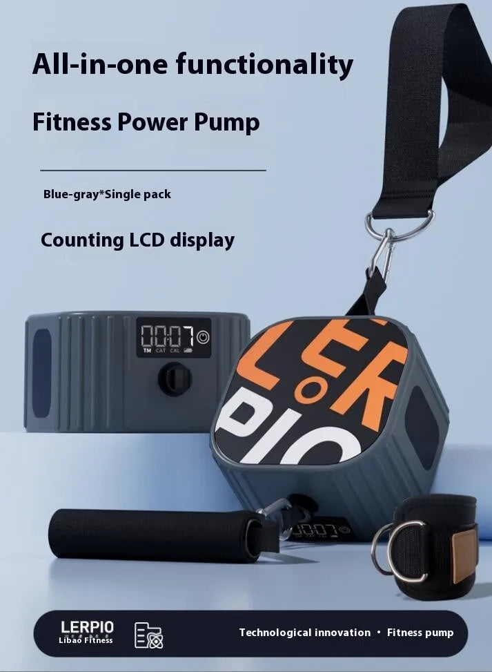 Adjustable resistance training tensioner in blue-grey or orange-grey with 2-20kg range