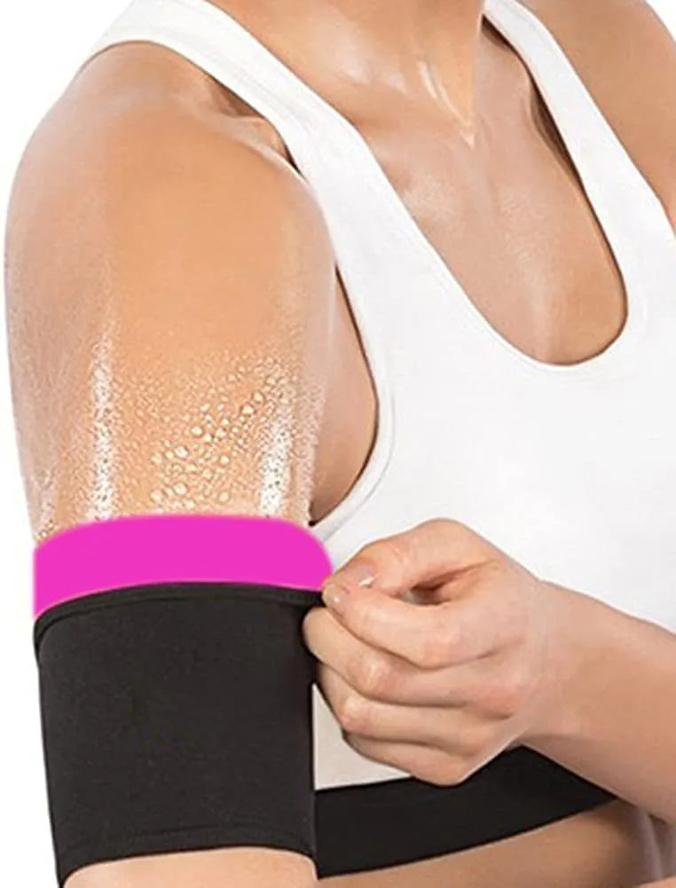 Arm sweatband in blue with elastic binding strap for sports and yoga.