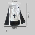 Black and white nun costume cloak outfit on a small or medium dog for Halloween.