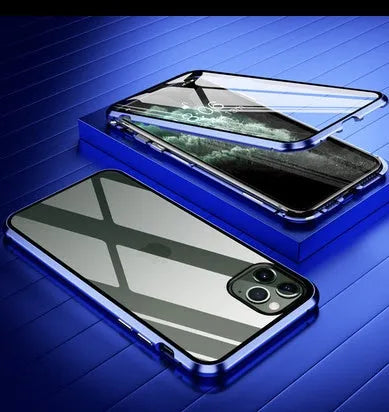 Glass anti-spy clamshell phone case in a solid colour for iPhone models.
