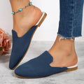 Apricot coloured casual mesh slip-on sandals with a round toe and flat rubber sole.