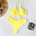 Women's swimsuit bikini with tied bow and split design in nylon fabric