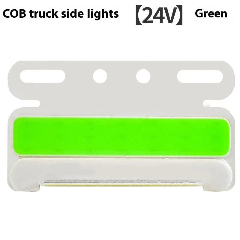 Waterproof aluminium housing COB LED truck side light for 12V and 24V systems in five colour options.