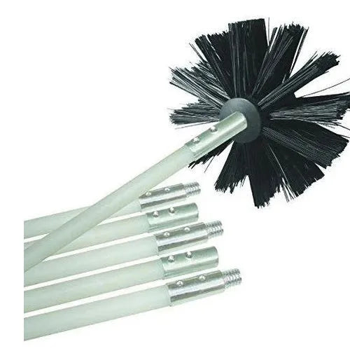 Flexible chimney and dryer pipe cleaning brush with nylon bristles, extended to 600mm length