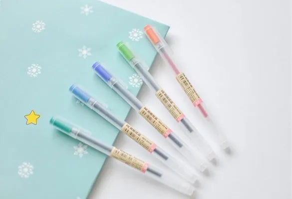 Pack of 12 black Muji gel pens with 0.5mm fine nibs