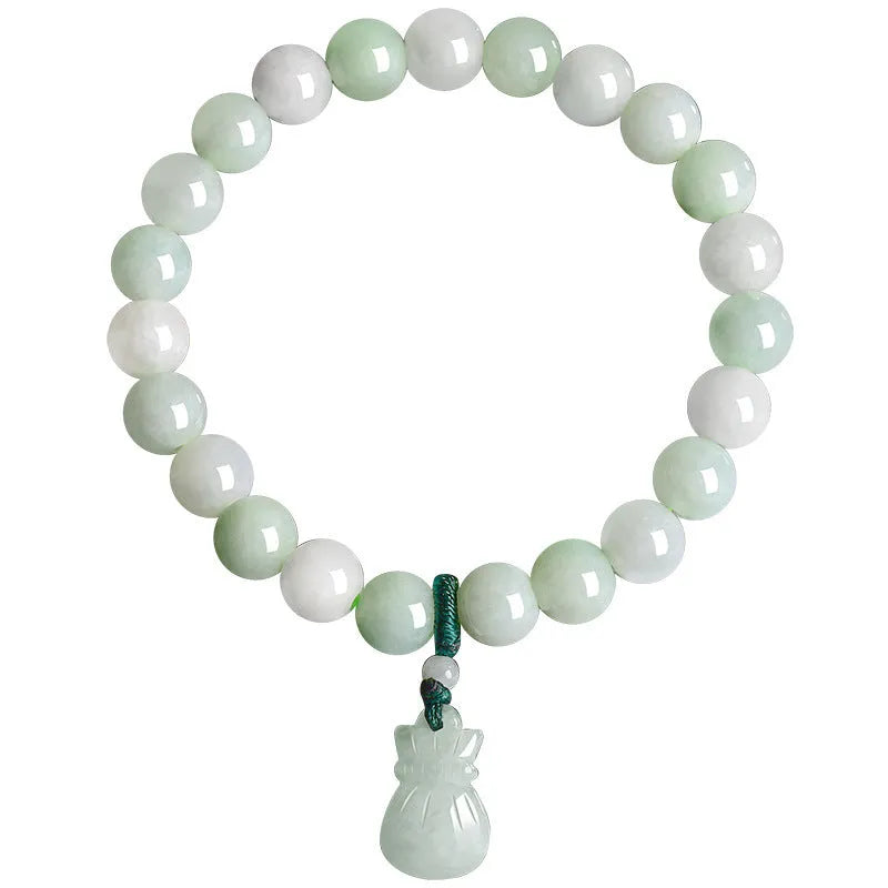 8mm ice jade flower bracelet with national style design for men and women