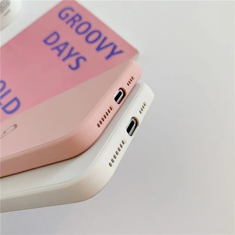 Silicone TPU back cover phone case for Apple iPhone in black, green, grey, light green, pink, purple, red, and white colour options.