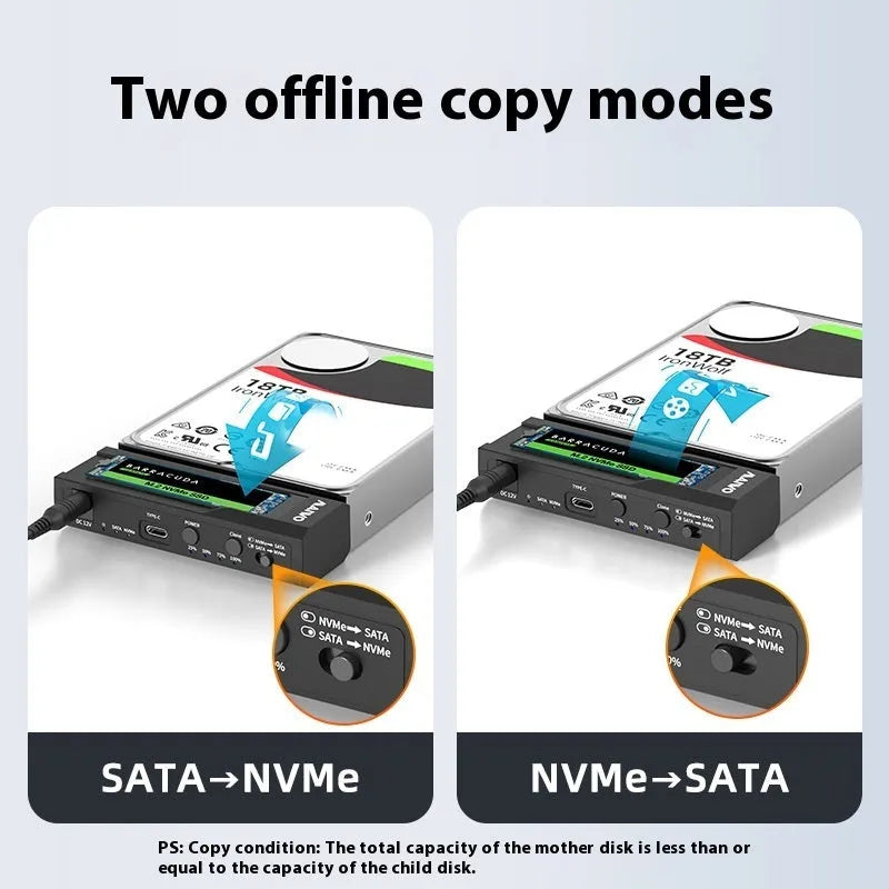 External mobile hard disk enclosure for 2.5-inch SSD and HDD drives with tool-free installation