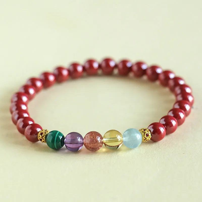 Handmade purple gold sand crystal bead bracelet on a wrist, showing 6mm bead size option.