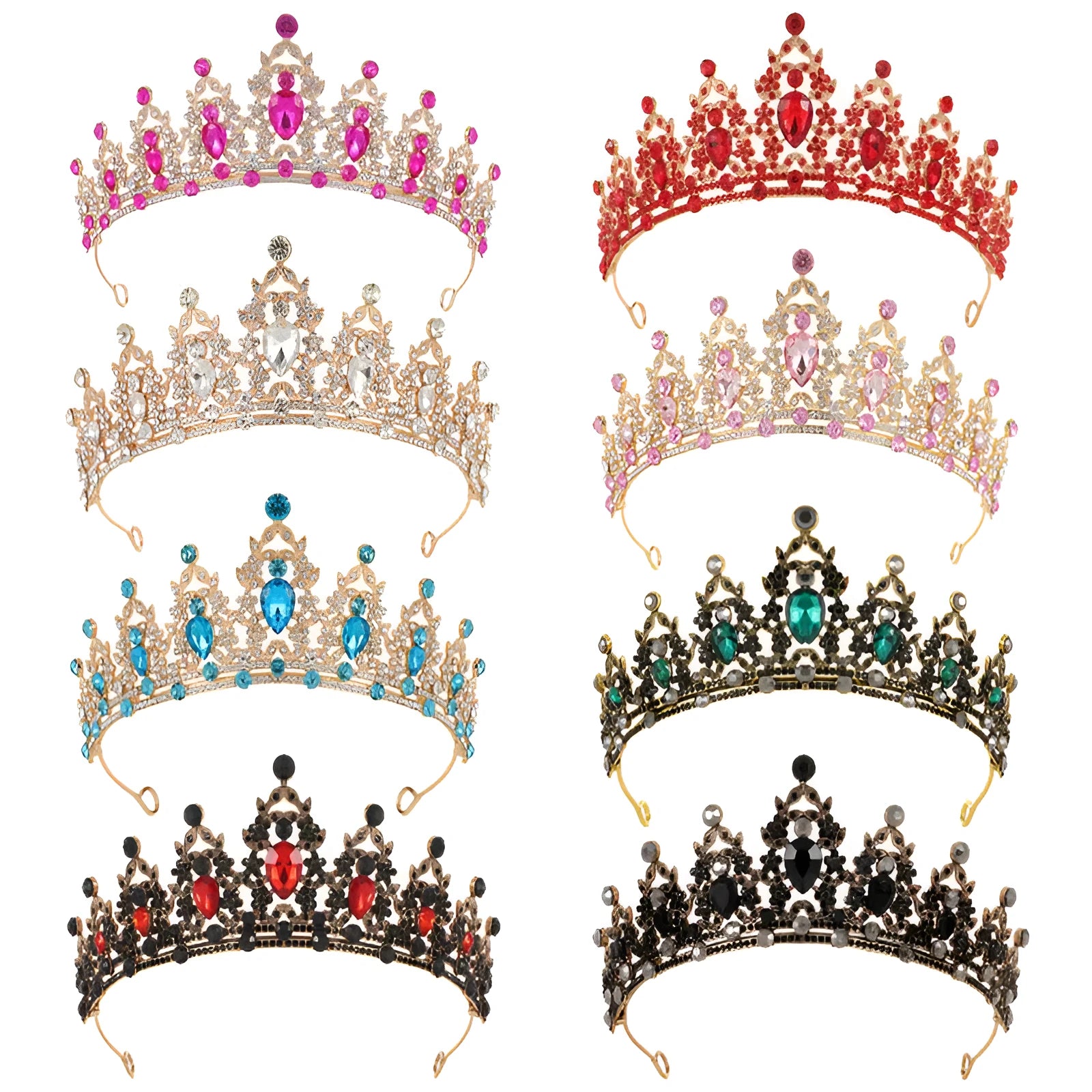 Baroque bride headdress crown with rhinestone decoration on alloy frame