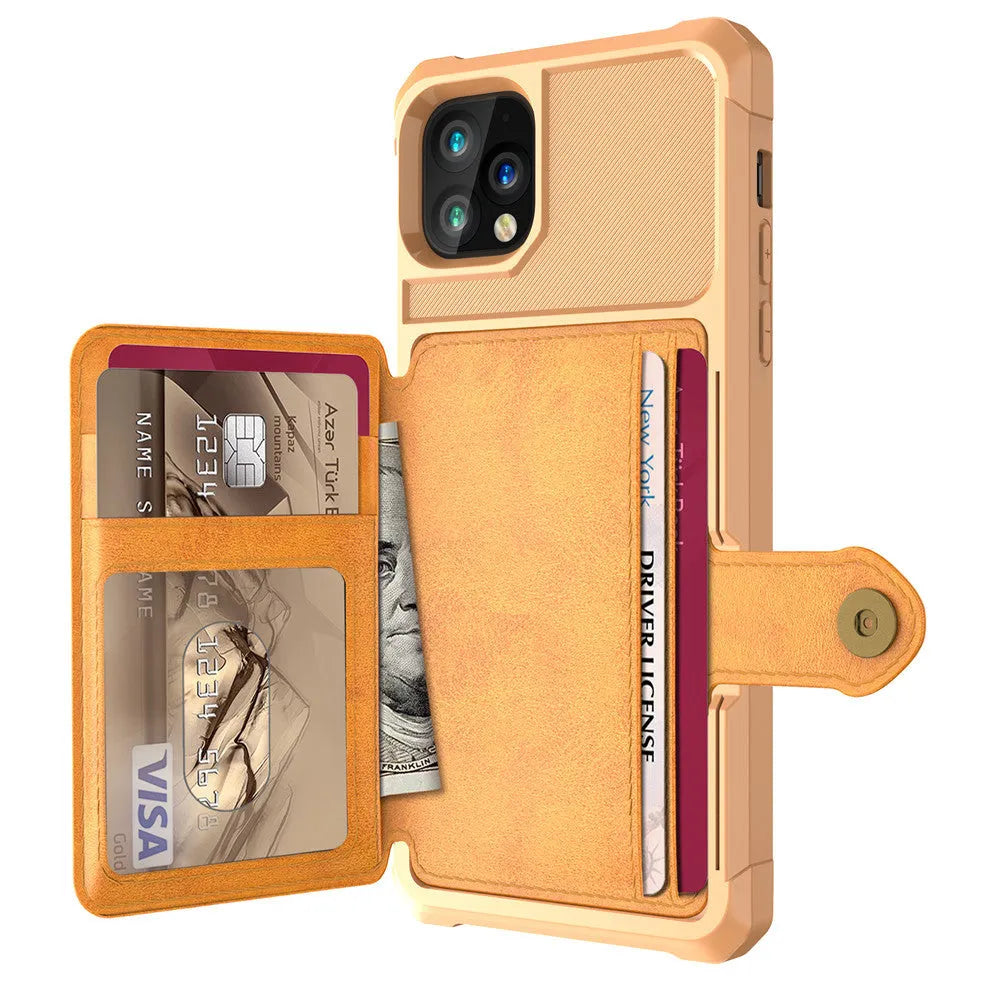 Imitation leather card wallet holder iPhone case in solid colour back cover design