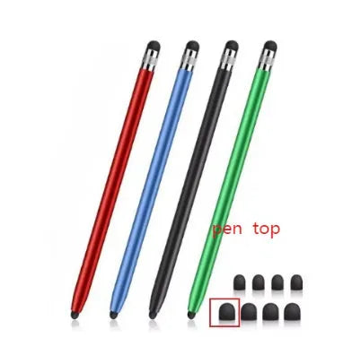 Two-in-one metal stylus and ballpoint pen for universal phone and tablet compatibility.