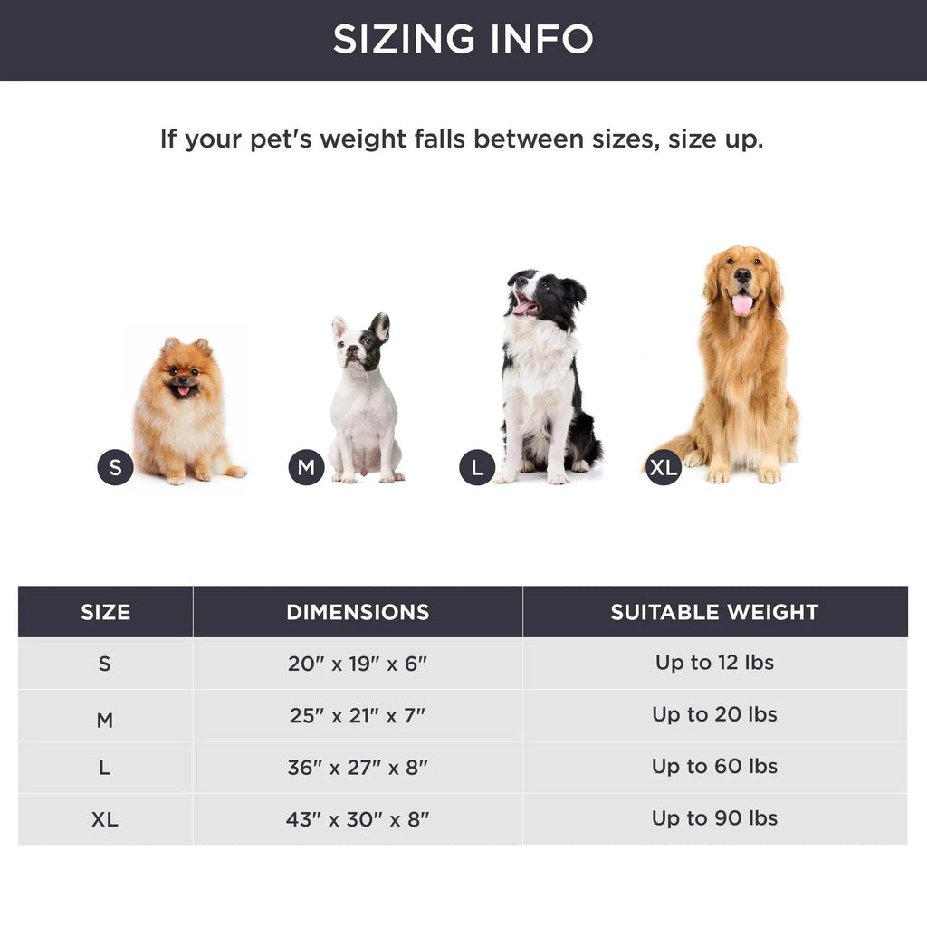 A beige winter-warm cushioned pet bed for cats and dogs on a wooden floor.