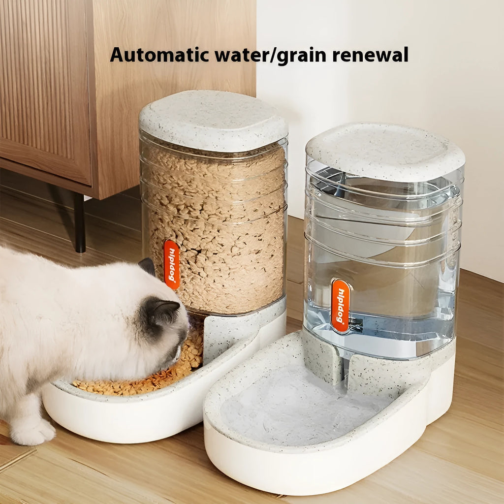 Automatic pet drinker and feeder with 3.8L capacity in blue, green, grey, or pink colour options