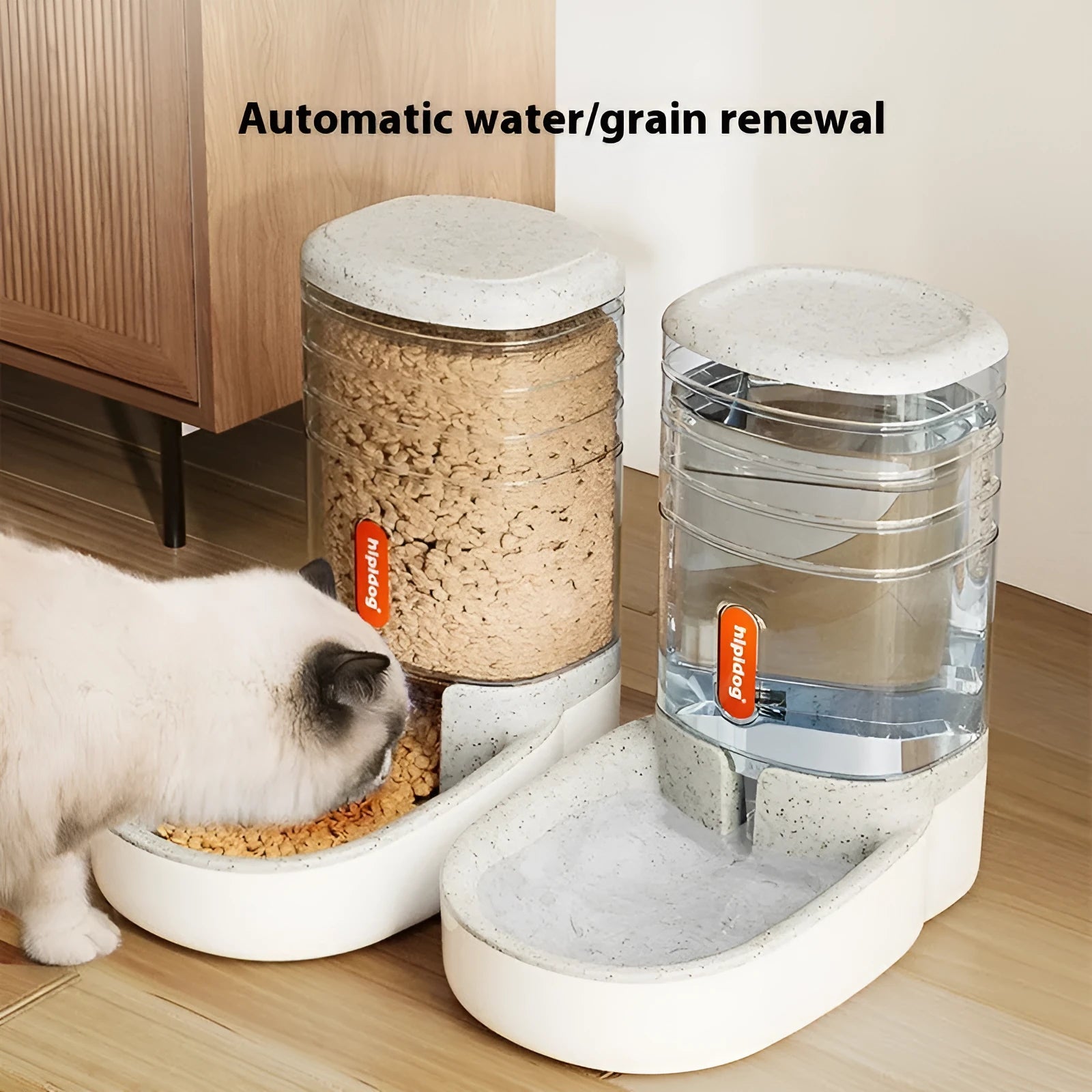 Automatic pet drinker and feeder with 3.8L capacity in blue, green, grey, or pink colour options