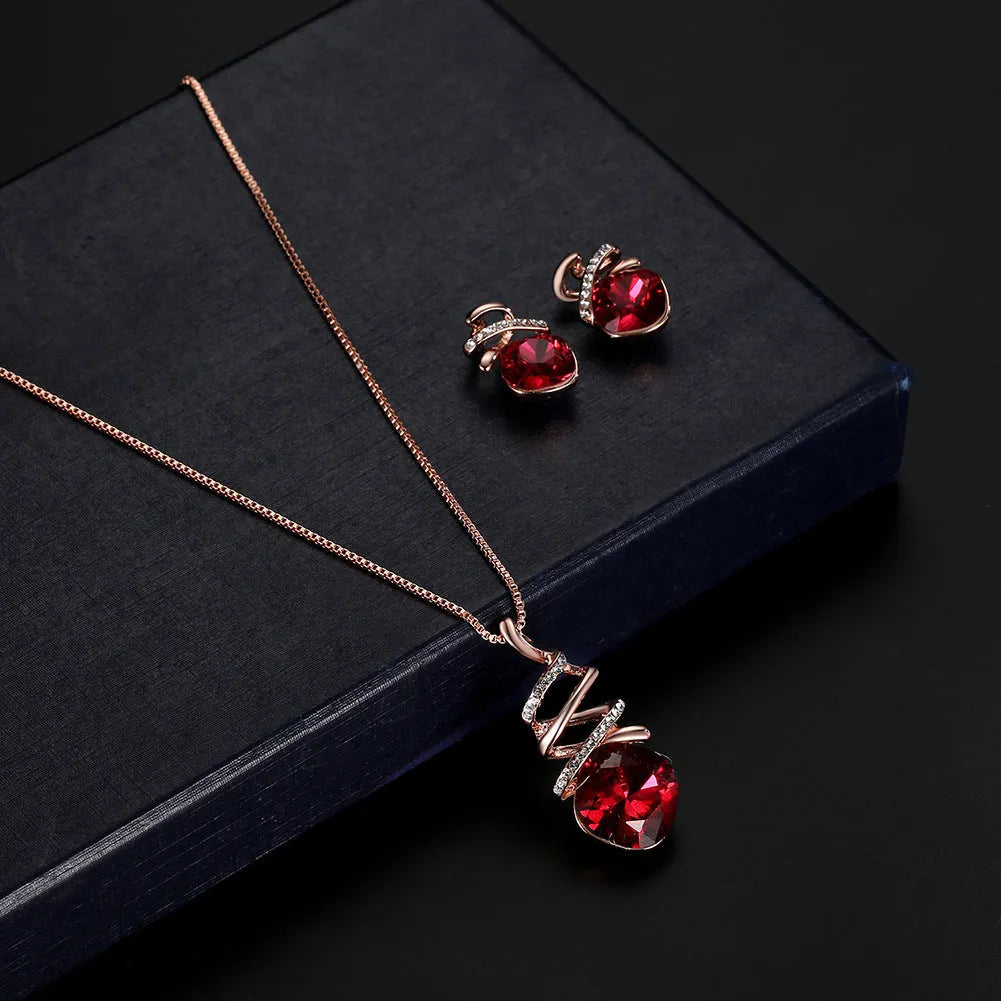 Alloy bridal jewellery set with water wave chain necklace and matching earrings.