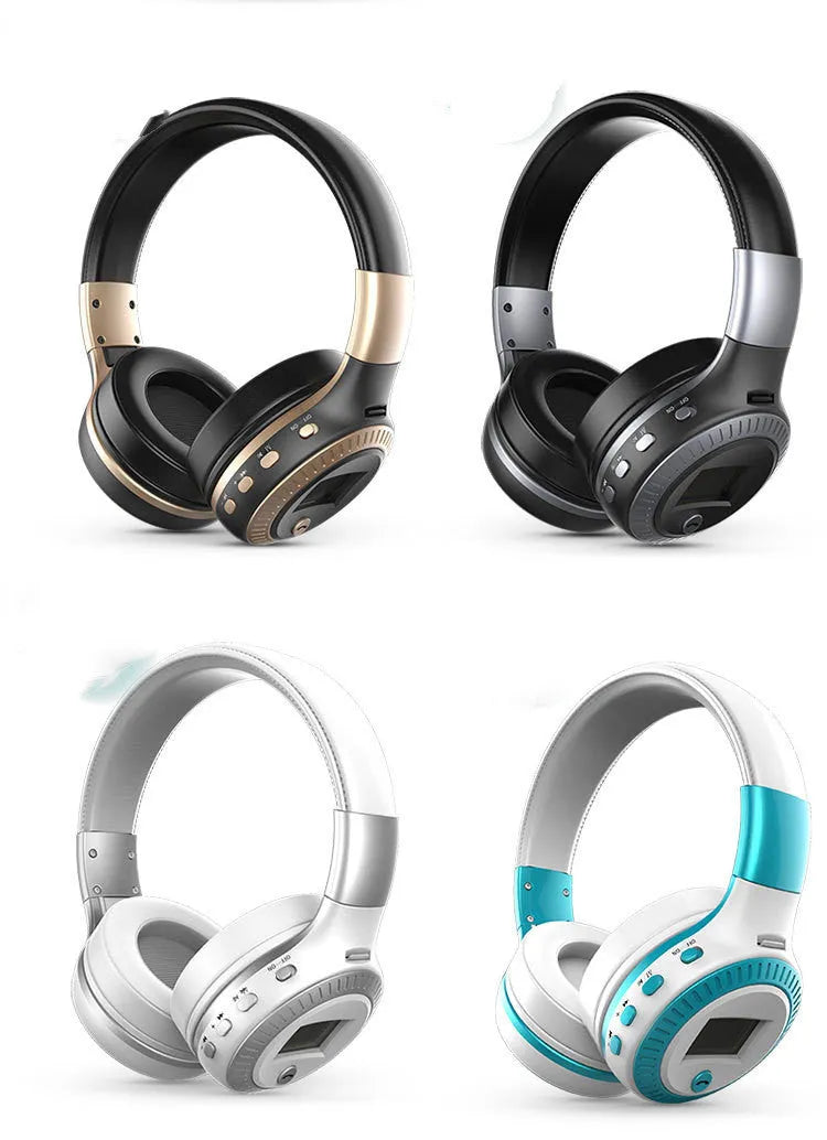 ZL B19 wireless Bluetooth headset in blue and silver colours with charging cable