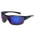 Men's semi-frameless windproof athletic sunglasses for cycling in bright black colour options