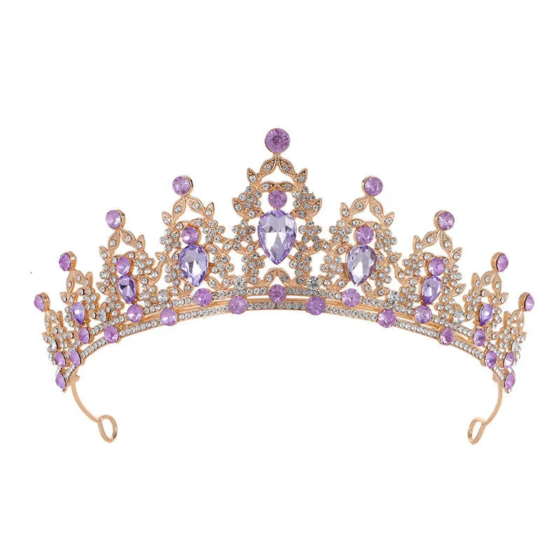 Baroque bride headdress crown with rhinestone decoration on alloy frame