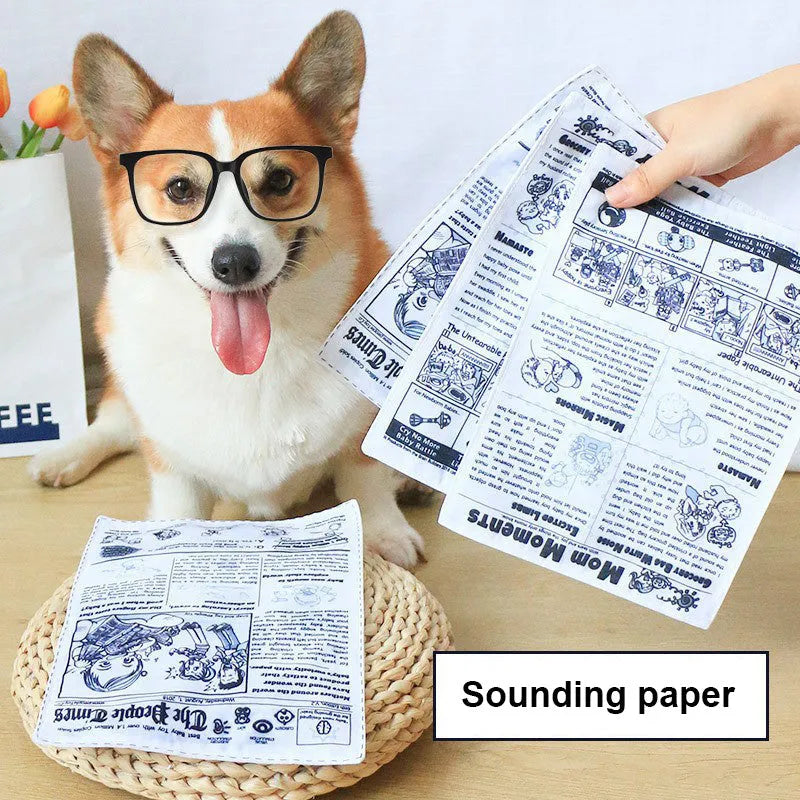 Tearproof pet dog sound toy in playing card design with simulated newspaper squeaking function