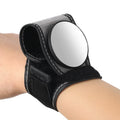 Black nylon bicycle rear-view mirror with wrist-style handlebar mount for cycling safety