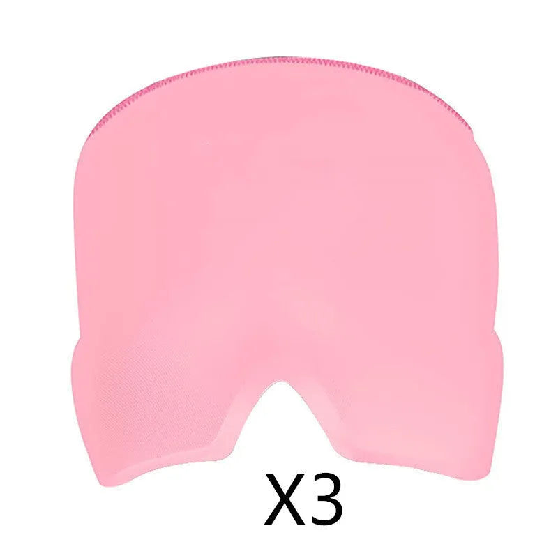 Elastic cloth gel eye mask for headache relief with adjustable headband in black colour