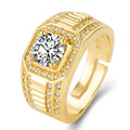 Men's large square diamond ring with adjustable opening in copper metal, gold and platinum colour options