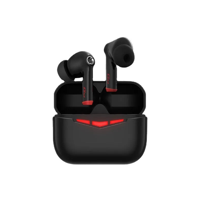 True wireless in-ear Bluetooth gaming earbuds with charging case in black, pink, white, or grey.