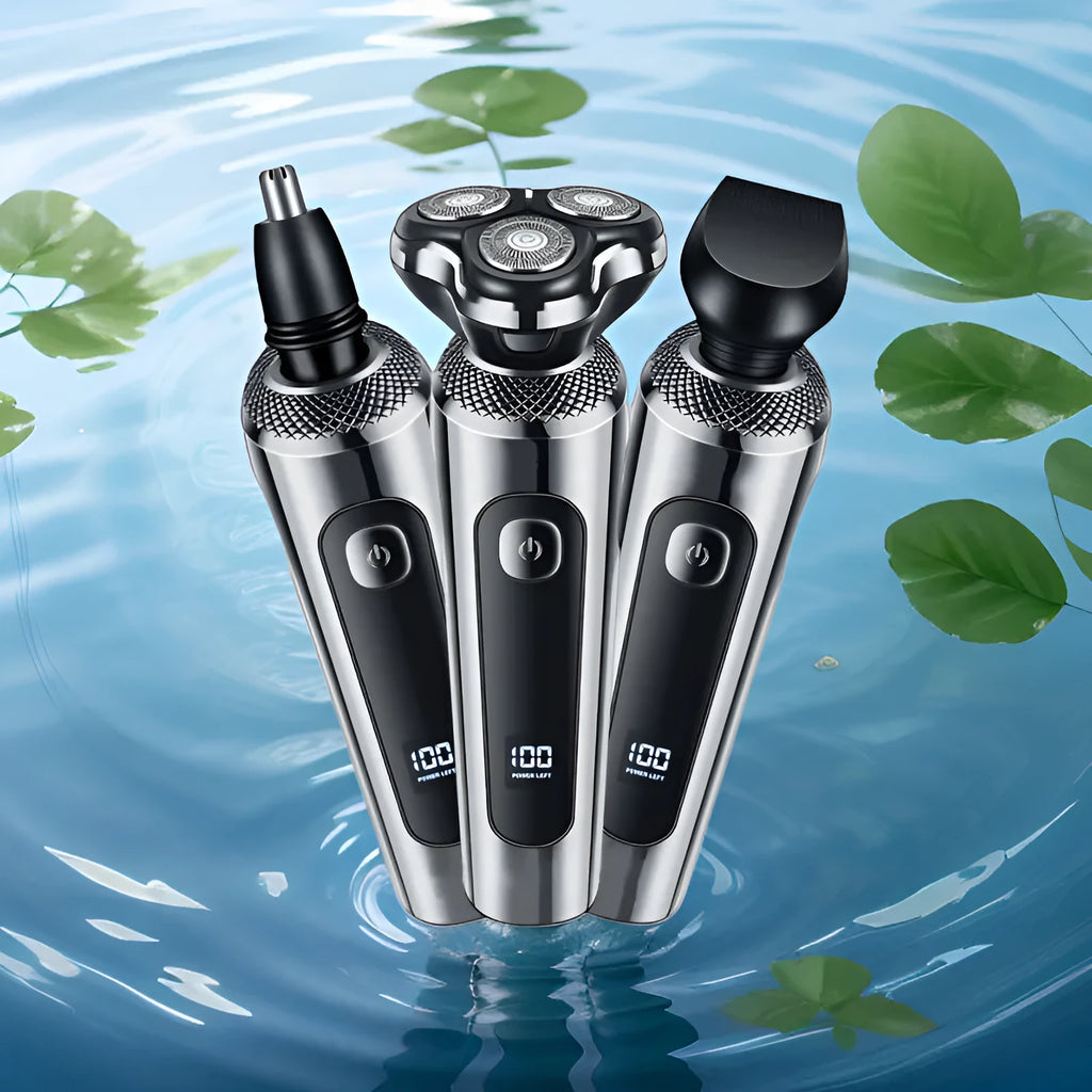 USB rechargeable beard trimmer with digital display and washable cutting head