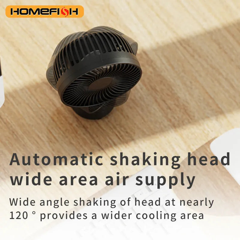 HOMEFISH F2 automatic shake head handheld fan with LED light and removable mounting bracket