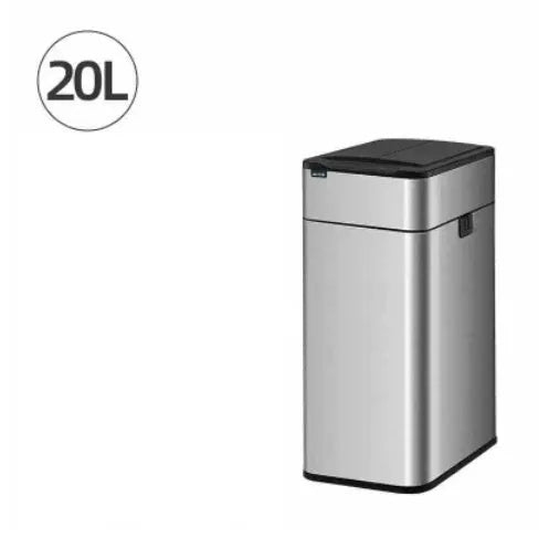 Stainless steel inductive smart trash can with square design and deodorant properties