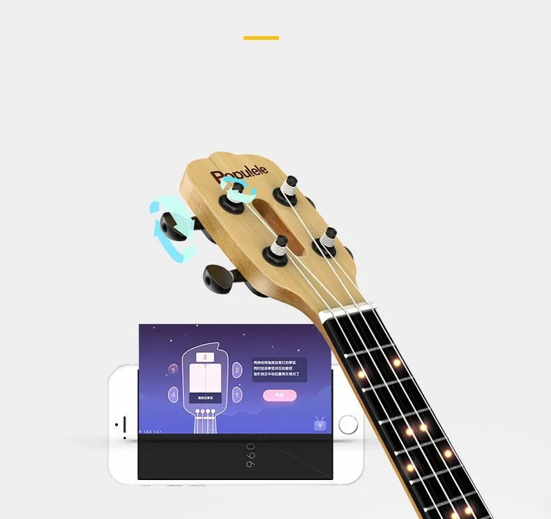Populele Smart Ukulele U1 23-inch learning spruce small guitar with strings and fretboard