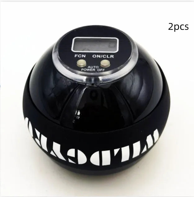 Self-starting luminous wrist strength ball in black with PC ABS silicone housing and ferroalloy core for grip training
