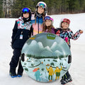 Colourful PVC ski ring toy with printed winter designs for children's outdoor snow play